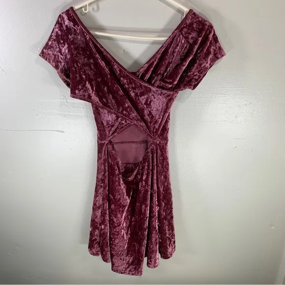 Velour skater dress mauve pink stretchy soft velvet mini coquette girl small