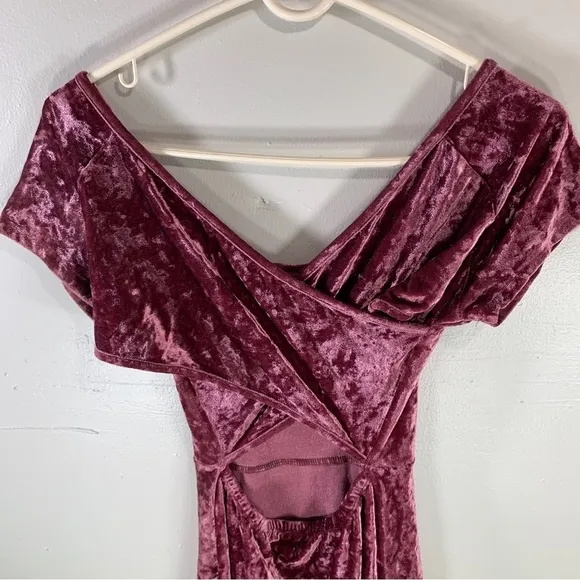 Velour skater dress mauve pink stretchy soft velvet mini coquette girl small