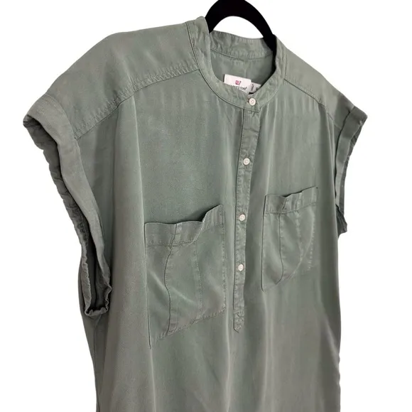 Vineyard Vines Dolman Margo Shirt Dress Sage Green Tencel Womens Size 10