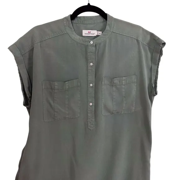 Vineyard Vines Dolman Margo Shirt Dress Sage Green Tencel Womens Size 10