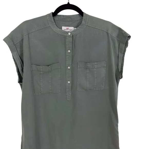 Vineyard Vines Dolman Margo Shirt Dress Sage Green Tencel Womens Size 10