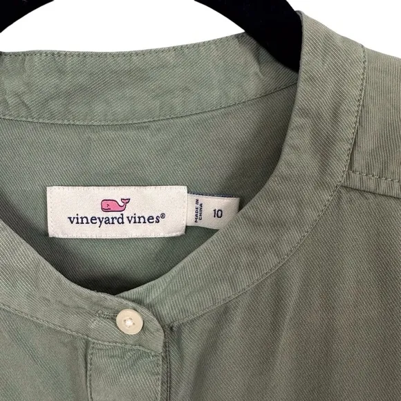 Vineyard Vines Dolman Margo Shirt Dress Sage Green Tencel Womens Size 10