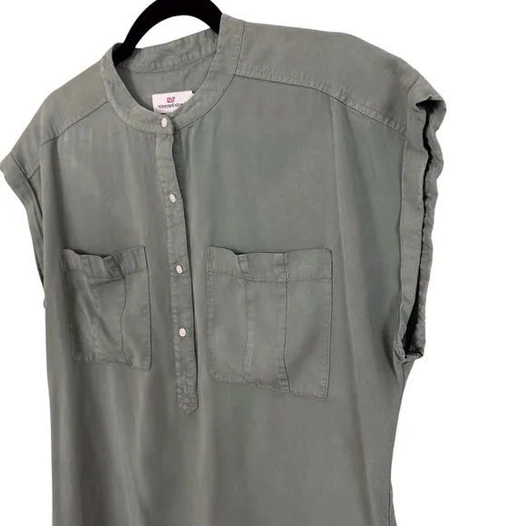 Vineyard Vines Dolman Margo Shirt Dress Sage Green Tencel Womens Size 10