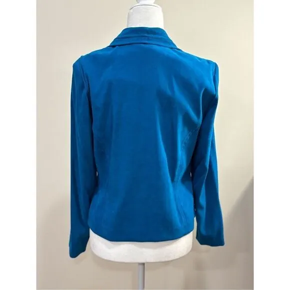 Vintage Amanda Smith Women's Button Front Long Sleeve Blazer Jacket Blue Size 8