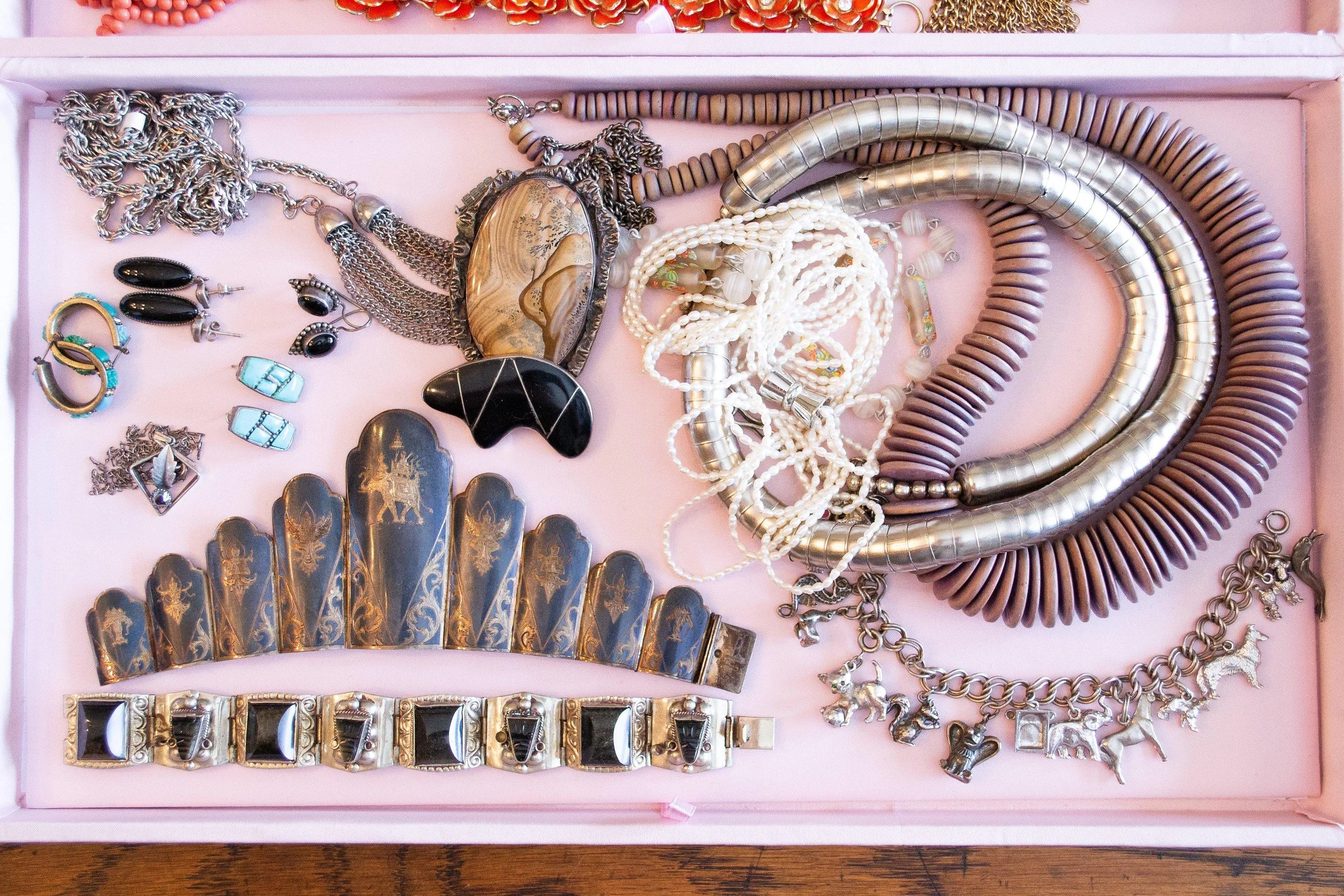 Vintage Chunky Bohemian Chic Silver Barrel Bead Necklace
