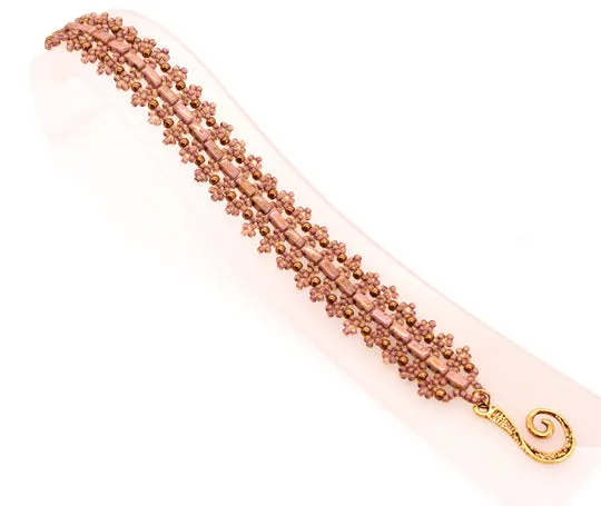 Vintage Pink Marble Half Tila Bracelet