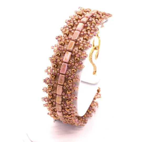 Vintage Pink Marble Half Tila Bracelet