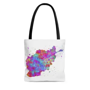 Watercolor Afghanistan Map Tote Bag