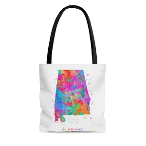 Watercolor Alabama  Map Tote Bag