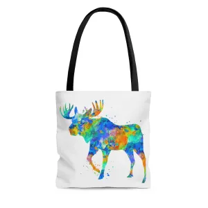 Watercolor Moose Tote Bag