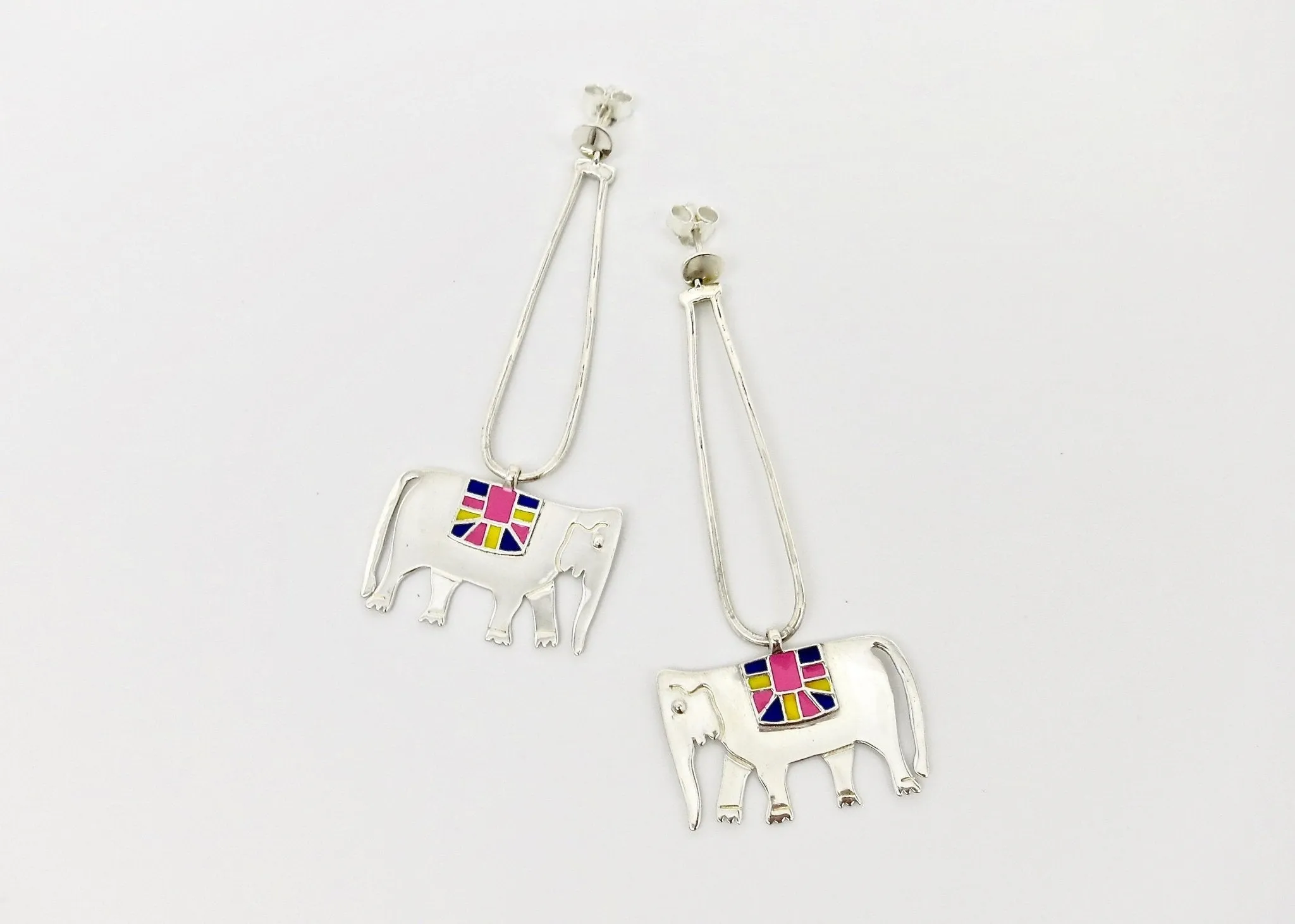 Whimsical, long dangling 'Gaja' (elephant) earrings