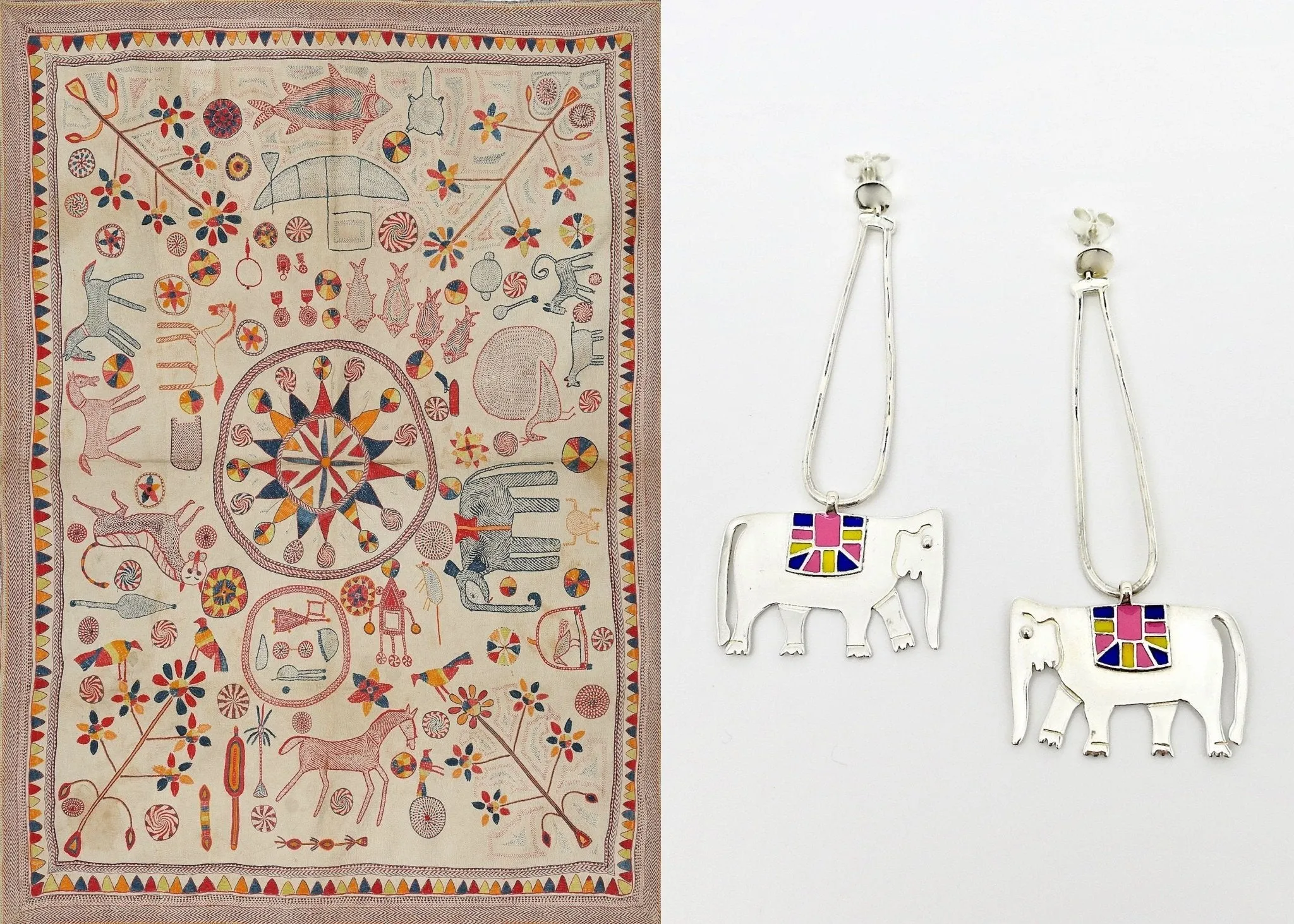 Whimsical, long dangling 'Gaja' (elephant) earrings