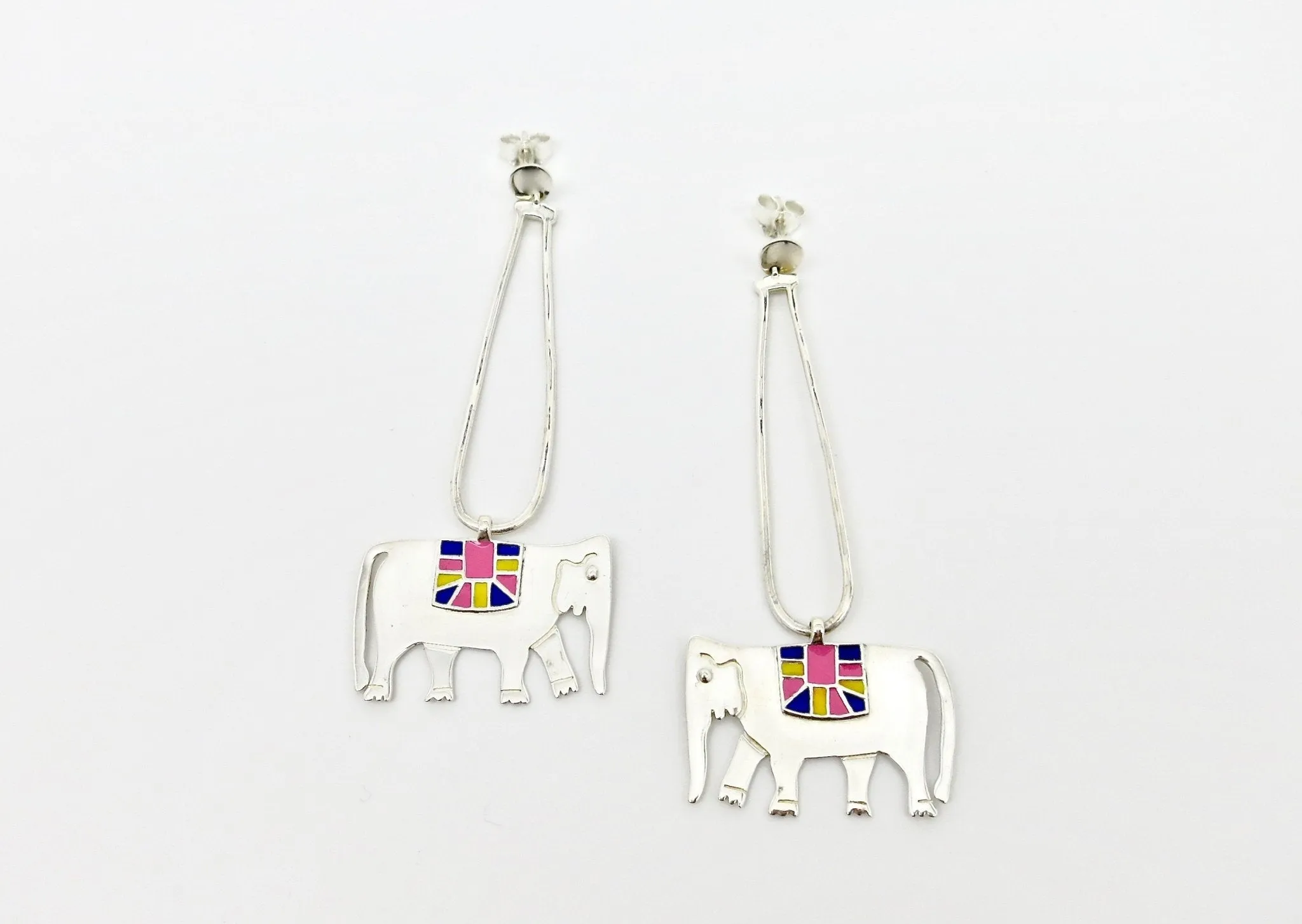 Whimsical, long dangling 'Gaja' (elephant) earrings