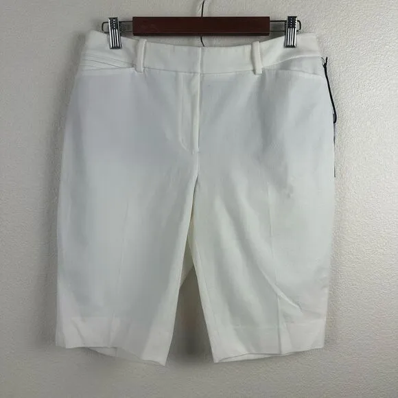 White House Black Market Women's Size 8 Dressy Bermuda Shorts Classic White New