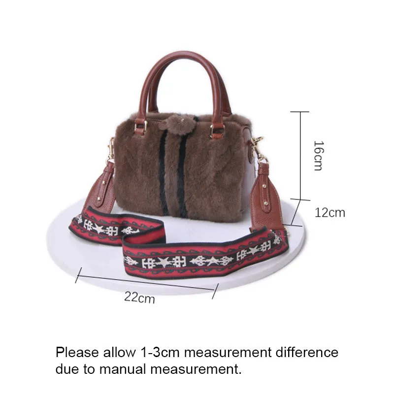 Women's Mink Fur Handbags  Genuine Leather Shoulder Bags 7990