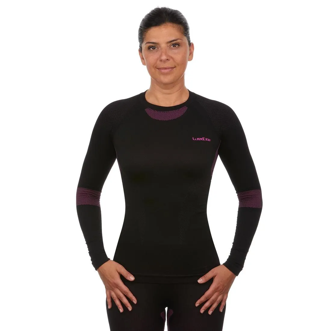 Women's Ski Base Layer Top - BL 580 I-Soft  - Black/Purple