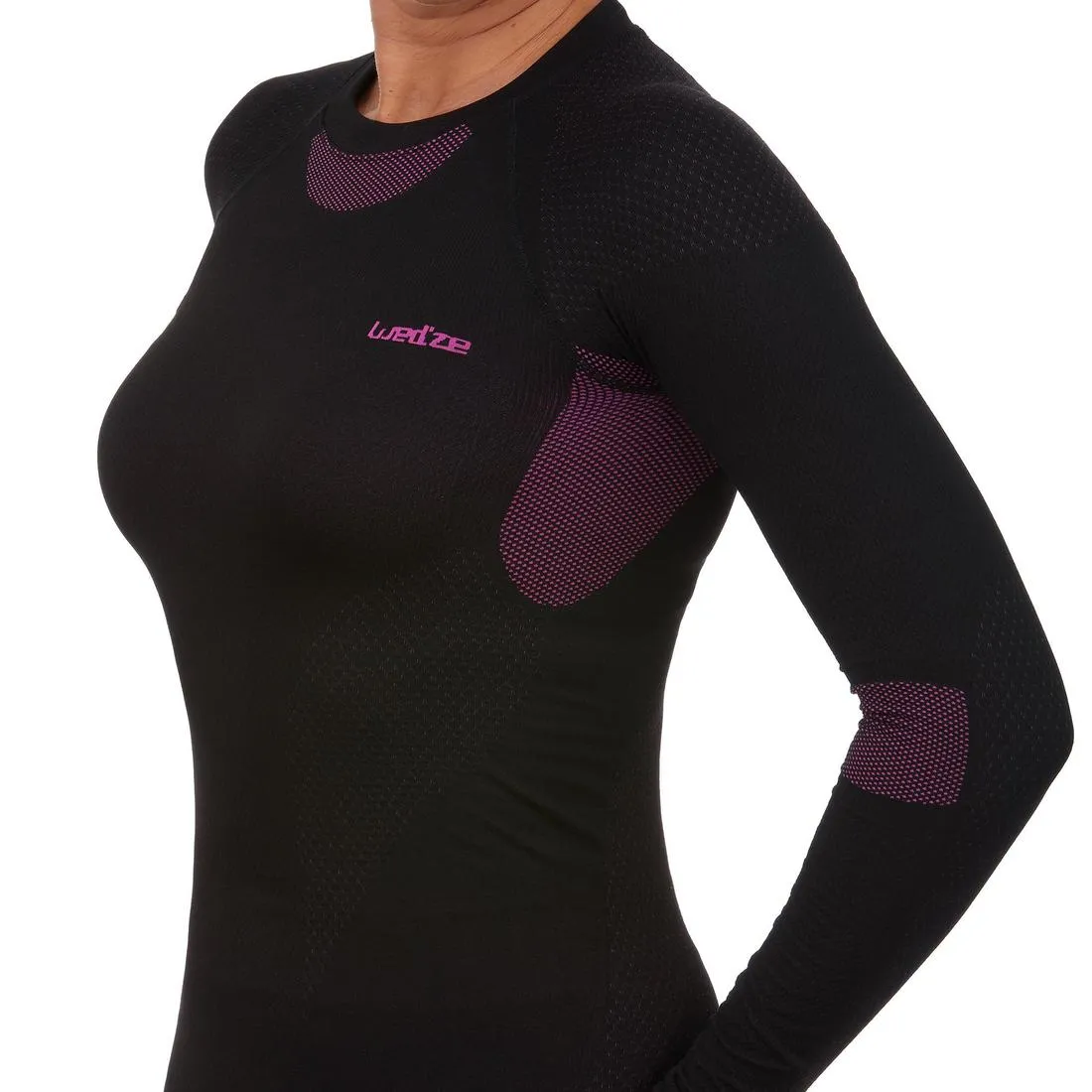 Women's Ski Base Layer Top - BL 580 I-Soft  - Black/Purple