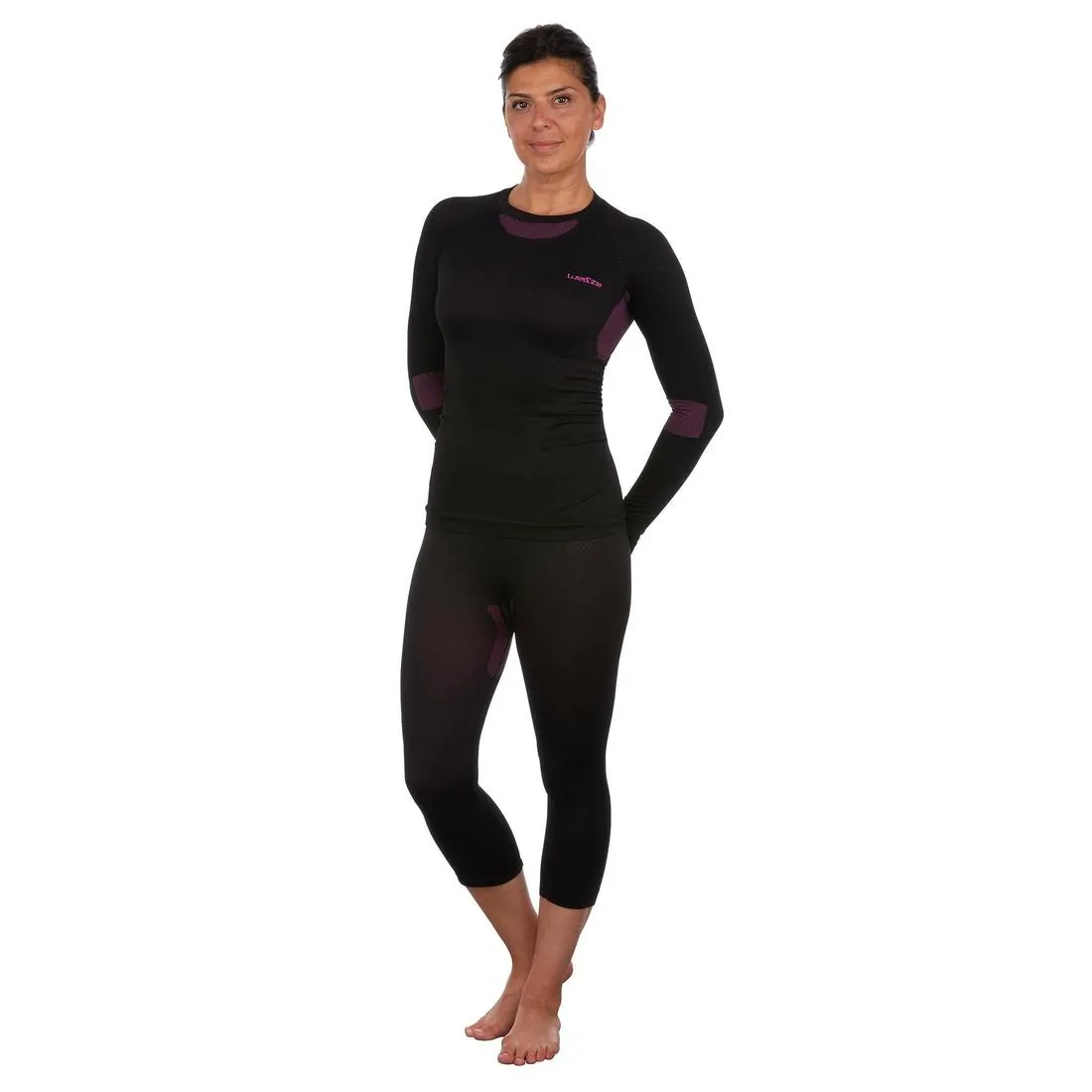 Women's Ski Base Layer Top - BL 580 I-Soft  - Black/Purple