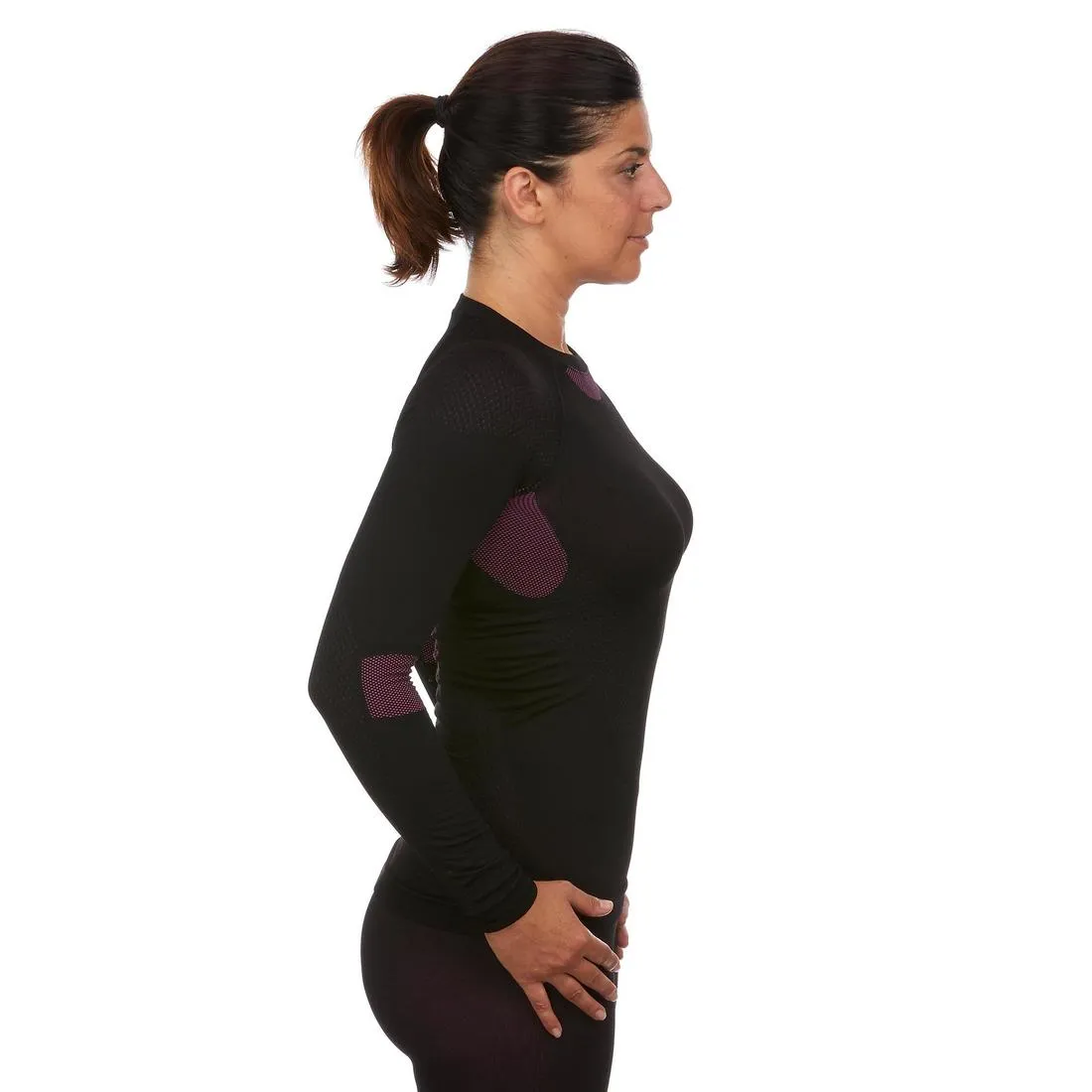 Women's Ski Base Layer Top - BL 580 I-Soft  - Black/Purple