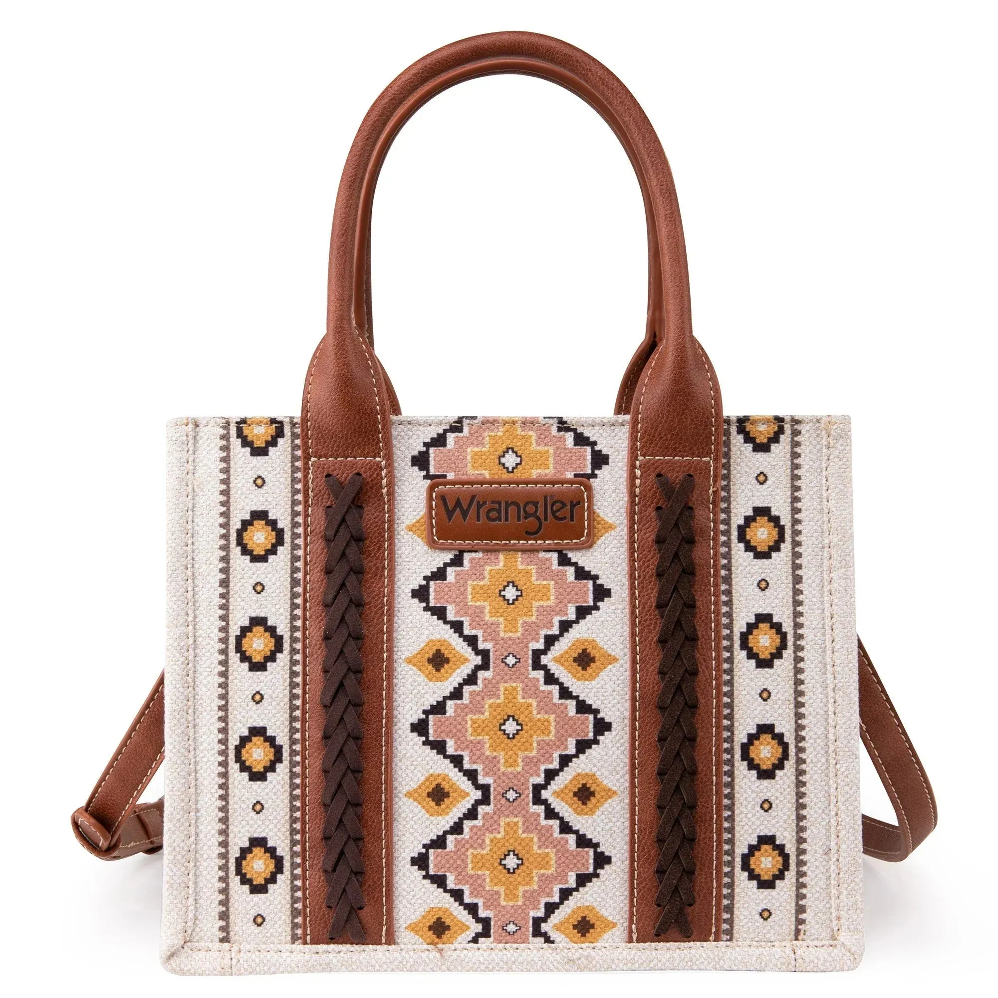 Wrangler Ladies Southwestern Small Brown Crossbody Tote Bag | Wg2202-8120scf