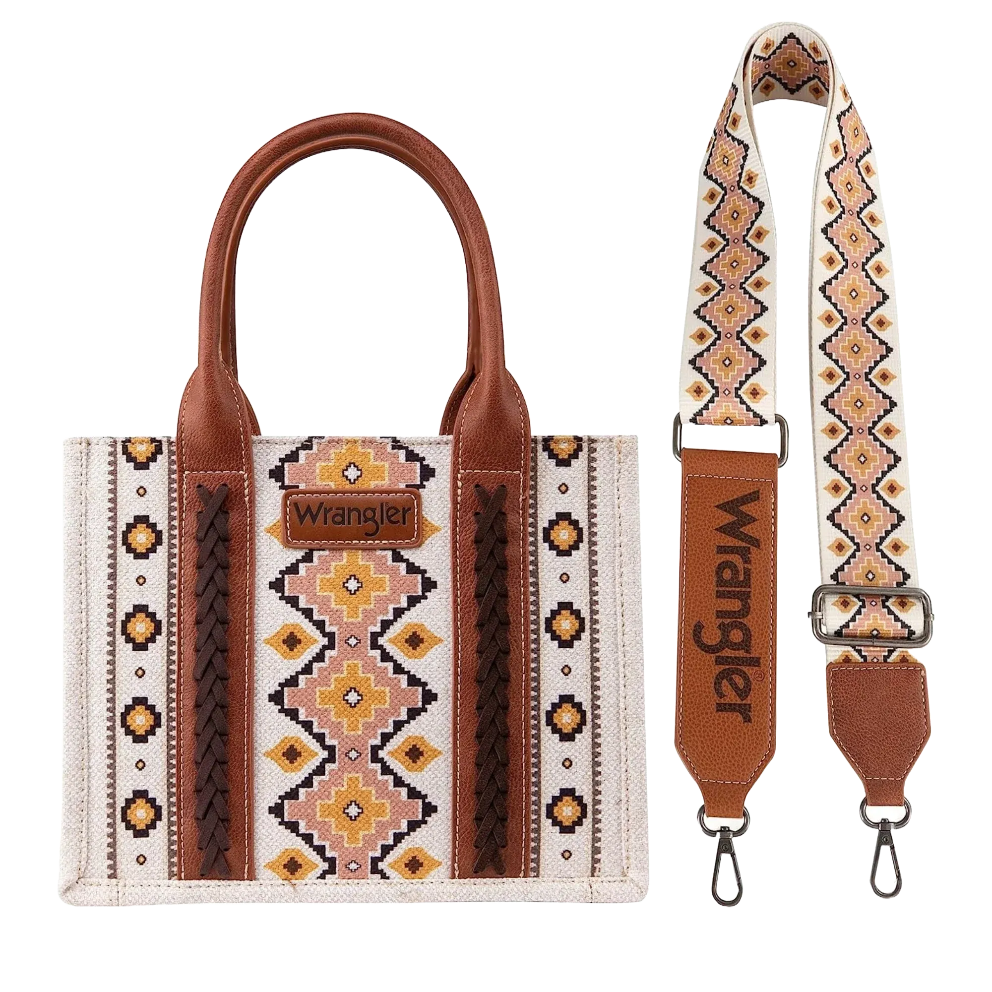 Wrangler Ladies Southwestern Small Brown Crossbody Tote Bag | Wg2202-8120scf