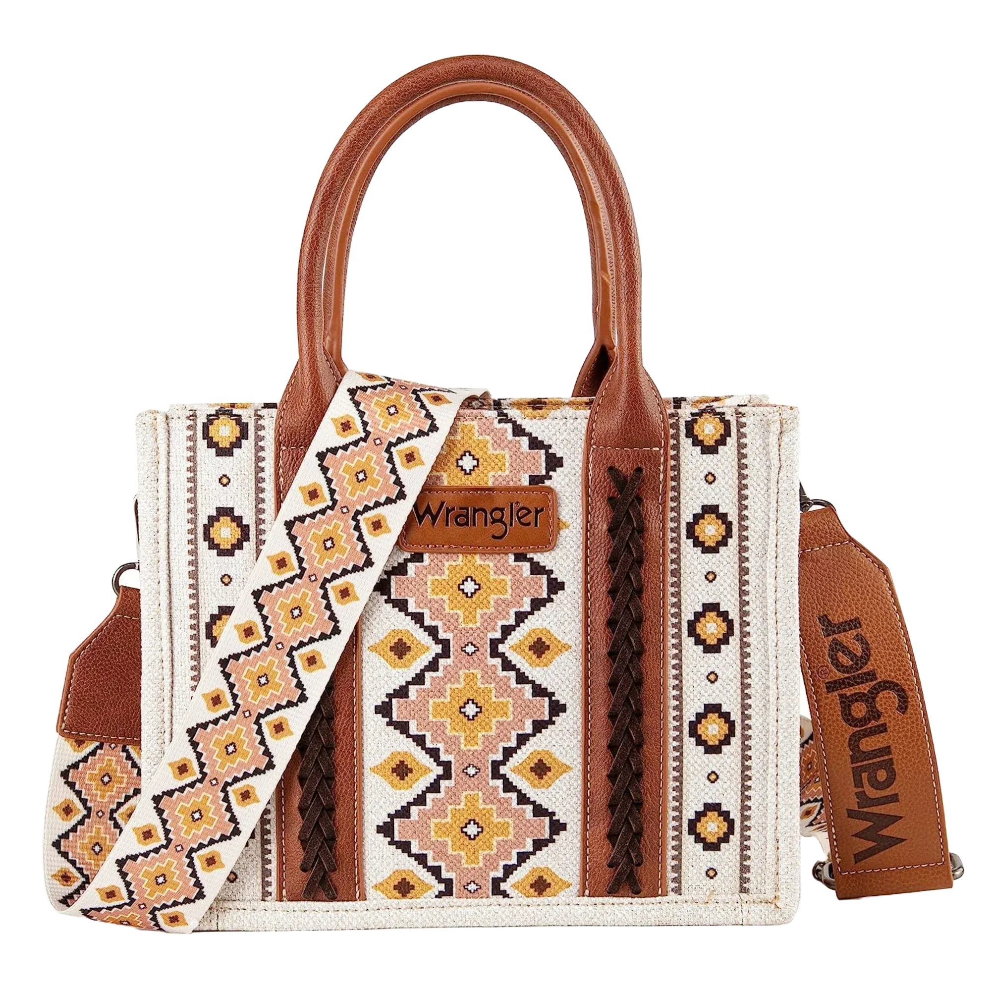 Wrangler Ladies Southwestern Small Brown Crossbody Tote Bag | Wg2202-8120scf