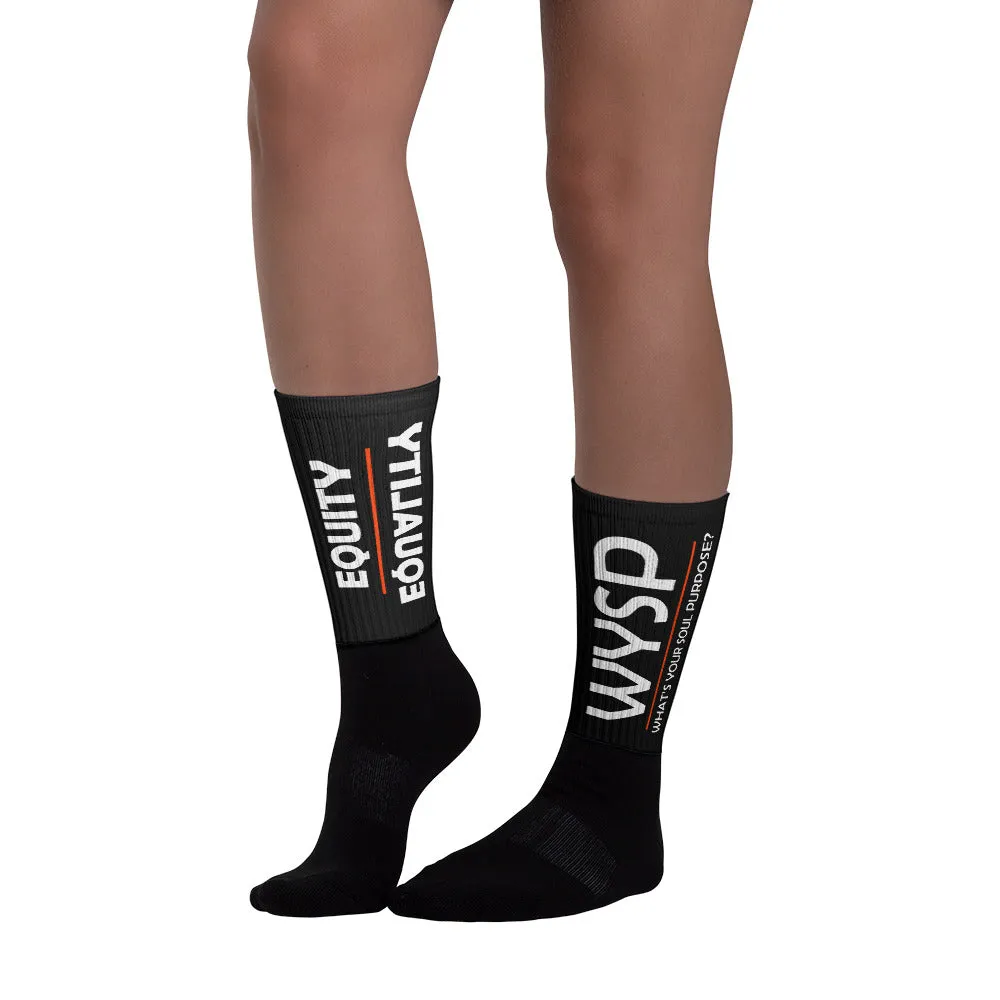WYSP - Equity Over Equality - Bold - White - Black & Black Foot Sublimated Socks