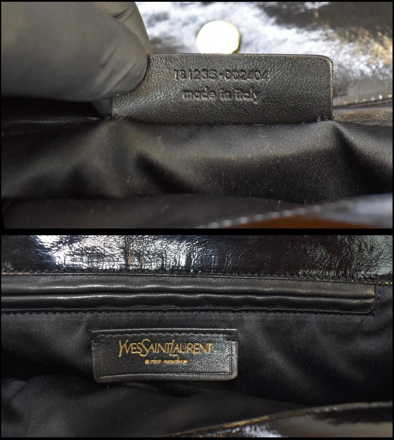 YVES SAINT LAURENT Tribute Embossed Patent Leather Tote Bag Black - Last Call