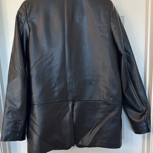 Zara Black Faux Leather Blazer
